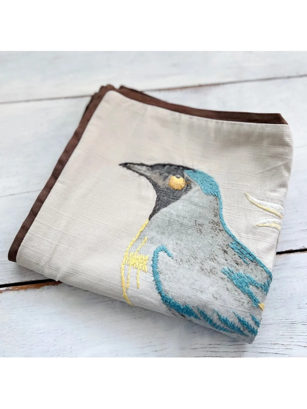 1 Pottery Barn BIRD Scientific Embroidered Crewel Throw PILLOW COVER 20